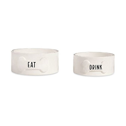 Ceramic Dog Bowl Set (Eat 3.5x8-inch / Drink 3x7-inch)