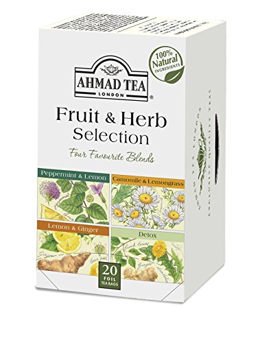 Ahmad Tea Fruit & Herb Selection Wellness & Detox Blends in Foil Envelopes, 20 Count
