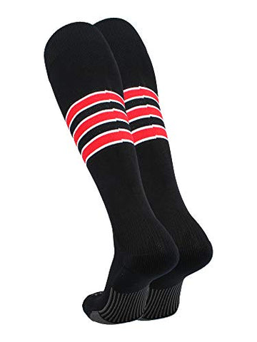 Dugout Series Over-Calf Heel/Toe, Pattern D, Black-White-Scarlet, X-Large
