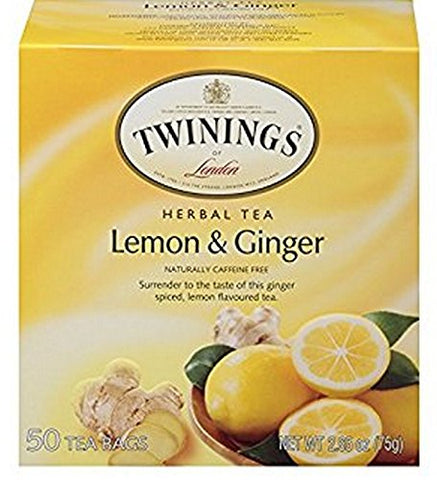 Twinings Of London Lemon & Ginger Herbal Teabags, 50 Count