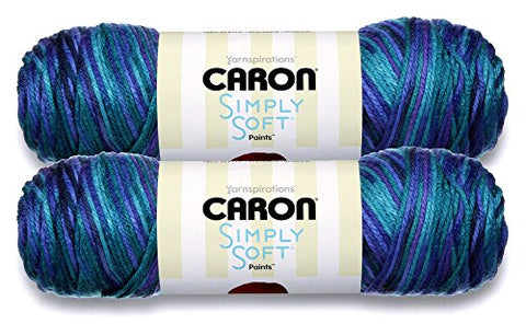 Caron Simply Soft Bulk Buy Paints 100% Acrylic Yarn (2-Pack) ~ 5 oz. Skeins (Oceana)