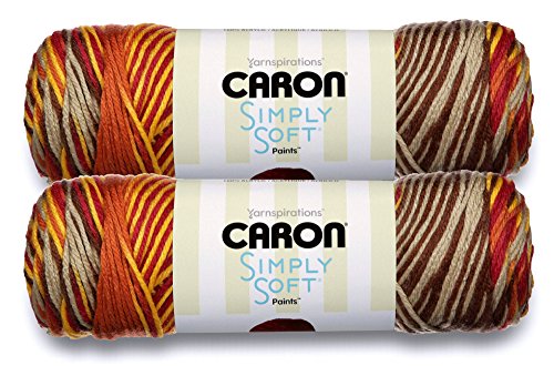Caron Simply Soft Bulk Buy Paints 100% Acrylic Yarn (2-Pack) ~ 5 oz. Skeins (Sunset Autumn)