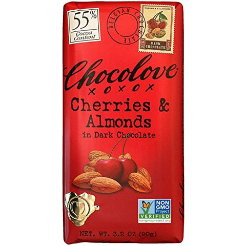 Chocolove Cherries and Almonds in Dark Chocolate Bar, 3.2 oz