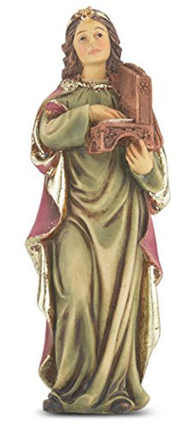 Cold Cast Resin Hand Painted Statue of Saint Cecilia in a Deluxe Window Box, 4"