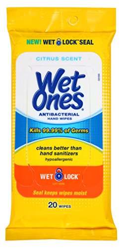 Wet Ones Anti-Bacterial Hand Wipes 20 Count (10 Pieces) Citrus