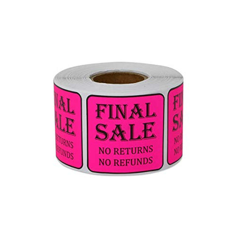 1.5" x 1.5" Final Sale No Returns / No Refunds Stickers Labels (300 Labels)