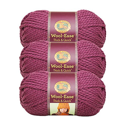 (3 Pack) Lion Brand Yarn 640-146J Wool-Ease Thick and Quick Yarn, 97 Meters, Fig
