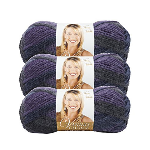 (3 Pack) Lion Brand Yarn 860-202Q Vanna's Choice Yarn, Purple Print