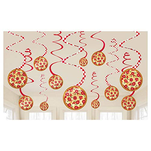 Pizza Party Swirl Decorations, 12ct