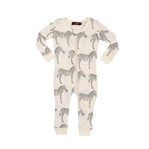 Organic Zipper Pajama, Grey Zebra, 18-24M