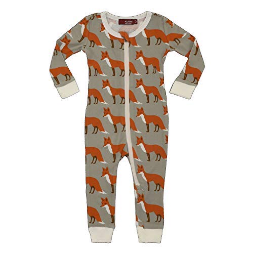 Organic Zipper Pajama, Orange Fox, 3-4Y