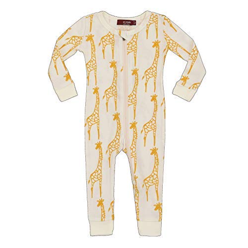 Organic Zipper Pajama, Yellow Giraffe, 18-24M