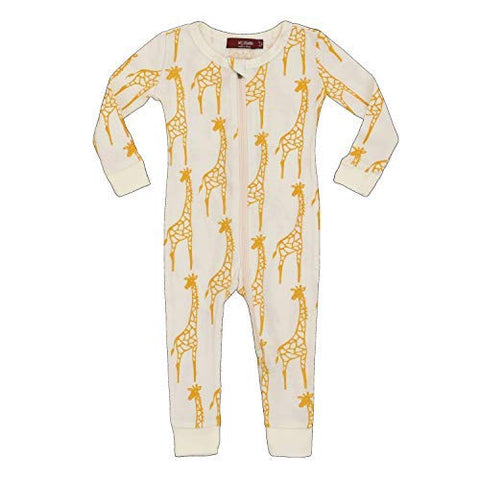 Organic Zipper Pajama, Yellow Giraffe, 18-24M