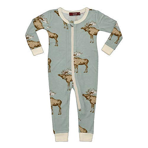 Bamboo Zipper Pajama, Blue Moose, 2-3Y