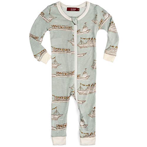 Bamboo Zipper Pajama, Blue Ships, 2-3Y