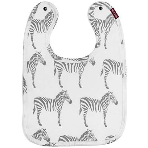 Organic Traditional Bib, Grey Zebra, 12"x10"