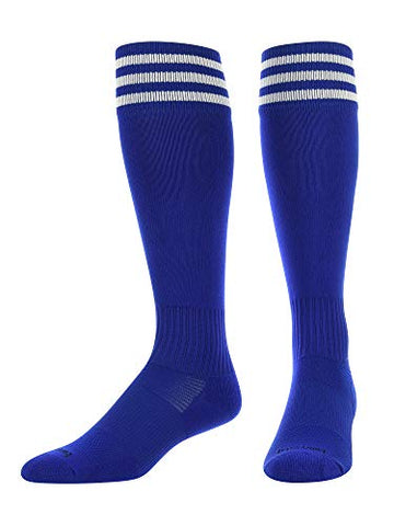 Finalé Trio - 3 Stripe SoccerOver-Calf, Heel/Toe, Royal-White, Large