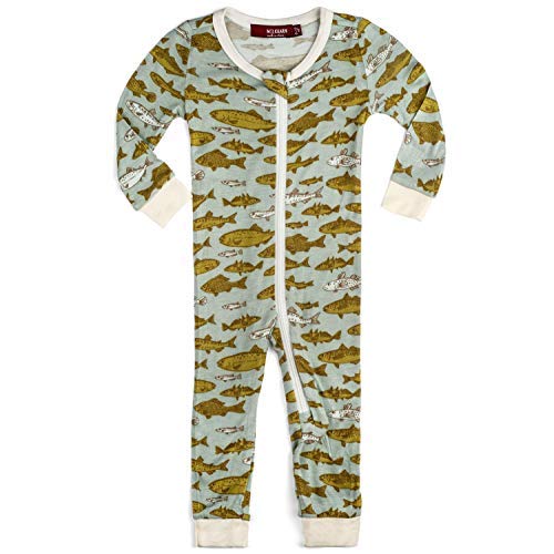 Bamboo Zipper Pajama, Blue Fish, 6-9M