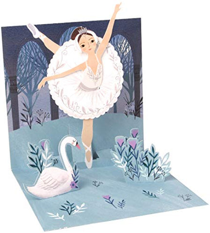 Swan Lake Pop-Up Treasures Greeting Card, 5.25x5.25-inch