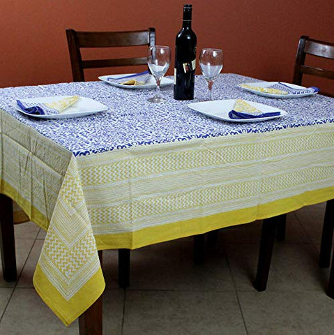 French Country Design Tablecloth 72" x 72" - Blue/Yellow