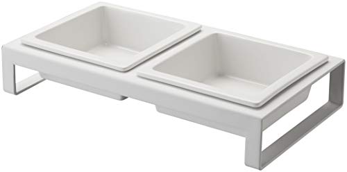 Tower Pet Food Bowl with Stand - White