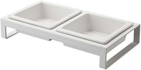 Tower Pet Food Bowl with Stand - White