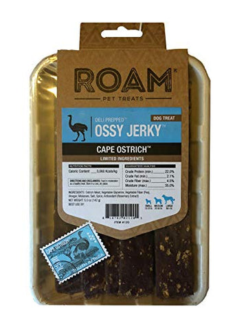 ROAM PET TREATS ROAM DELI PREPPED OSSY JERKY OSTRICH 5 OZ
