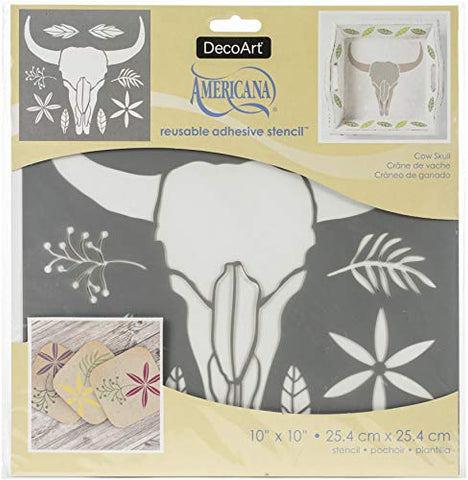 Americana Adhesive Stencil 10"x10"- Cow Skull