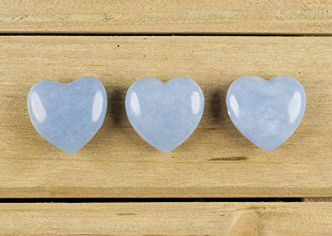ANGELITE Crystal Heart - Genuine Natural Blue Polished Heart Shaped Stone, Crystals and Healing Stones E0163