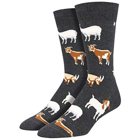 Men's Novelty Crew Silly Billy Socks, Charcoal Heather 10-13