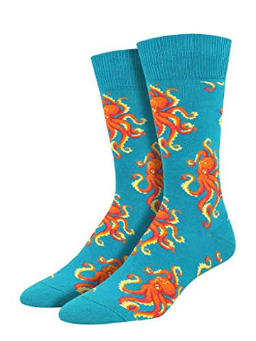 Men's Novelty Crew Socktopus Socks, Teal 10-13