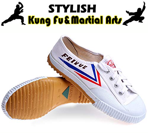 T.O.P ONE Kung Fu Martial Arts Parkour Shoes,Rubber Sole Sneakers-White 35(Child 4)