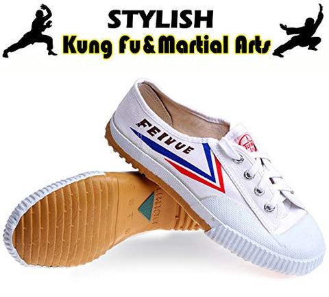 T.O.P ONE Kung Fu Martial Arts Parkour Shoes,Rubber Sole Sneakers-White 35(Child 4)