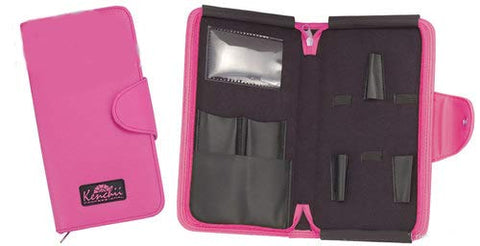 Faux Leather 5-scissor Zipper Case, Pink