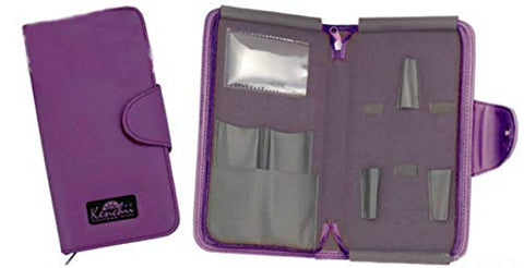 Faux Leather 5-scissor Zipper Case, Purple