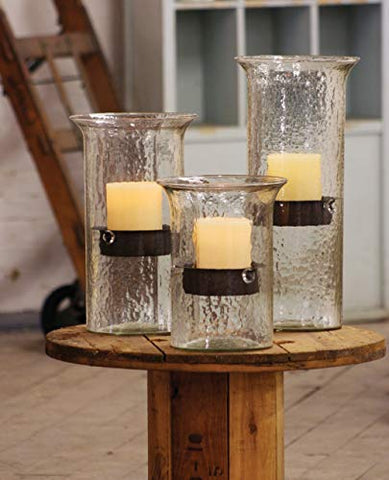 original glass candle cylinder with rustic insert \ small