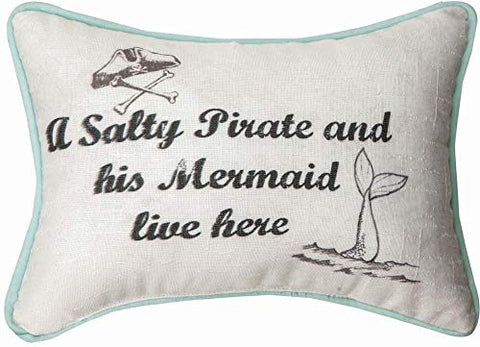 A Salty Pirate Lives Here... -word Pillow - 12.5x8