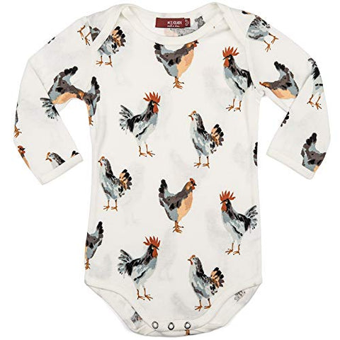 Chicken Organic Cotton Long Sleeve One Piece, 3-6M