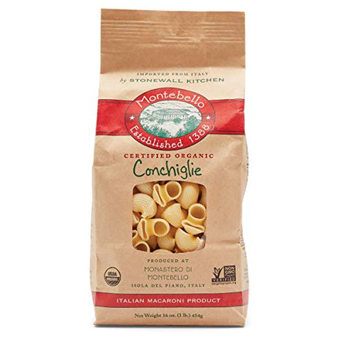 Montebello Organic Italian Pasta Conchiglie (Short Cuts), 16 oz. bag