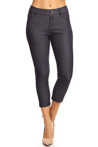 Women's Classic Solid Capri Skinny Jeggings - Navy Medium