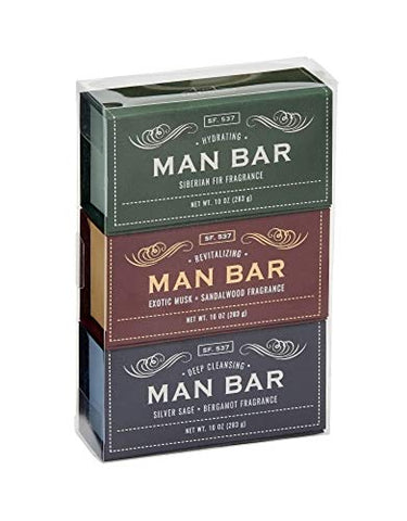 Man Bar 3 pc Gift Set, 1 Musk Sandalwood, Siberian Fir & Silver Sage