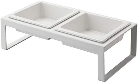 Tower Pet Food Bowl with Stand Tall - White