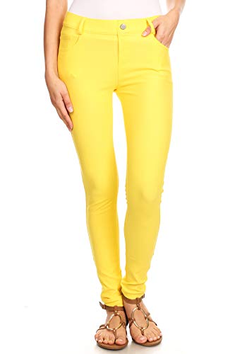 Women's Full Length Jeggings - Yellow Medium