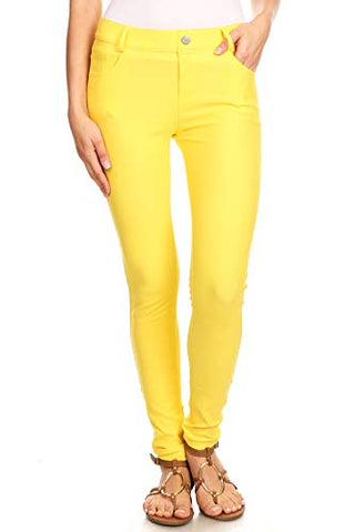 Women's Full Length Jeggings - Yellow Medium