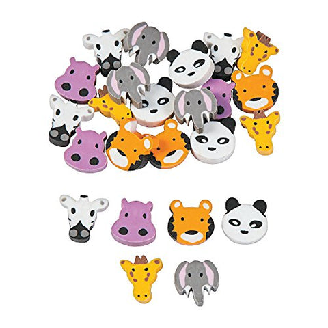 Bulk Mini Zoo Animals Eraser Assortment - 144 Pc., 0.75-inch