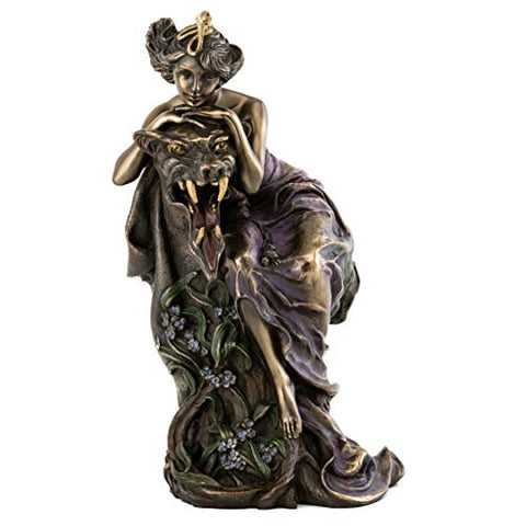 Alphonse Mucha Collection Statue, Lady & Beast, 9"