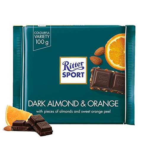 Ritter Dark Almond and Orange Cocoa Bar, 3.5 oz