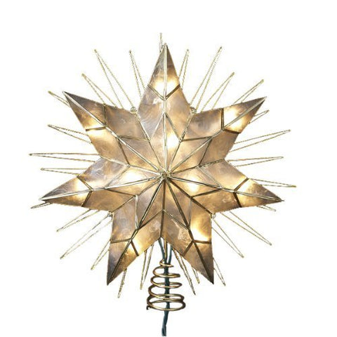 7-Point Natural Capiz Star Lighted Treetop, 14-Inches