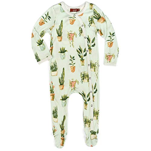 Potted Plants Bamboo Footed Romper, 3-6M