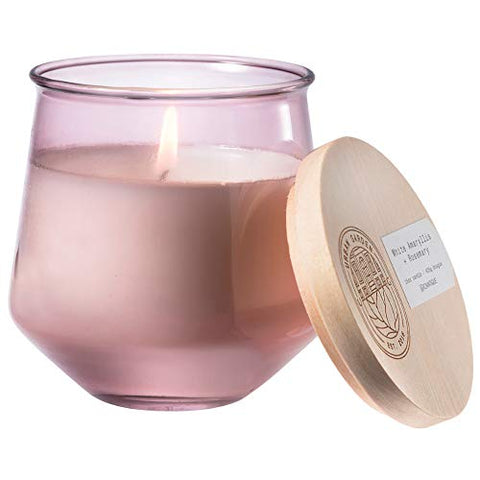 White Amaryllis and Rosemary Tinted Glass Candle - 15 oz